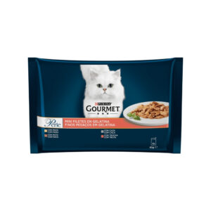 GOURMET - Perle (4x85 gr) - Comida Húmeda Finas Láminas en Gelatina (Pavo, Caza, Pato, Trucha) (2 Formatos)