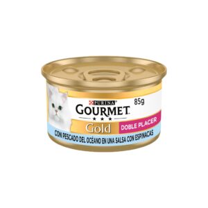 GOURMET - Gold Doble Placer (85 gr) - Comida Húmeda en Lata (Pescado del Océano en Salsa de Espinacas)