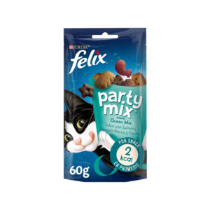 FELIX - Party Mix Ocean (60 gr) - Snacks para Gatos (Salmón, Pescado Blanco y Trucha) (2 Formatos)