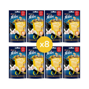FELIX - Party Mix Cheezy (4x60 gr) - Snacks para Gatos (Queso) (4 Bolsas de 60 gr)