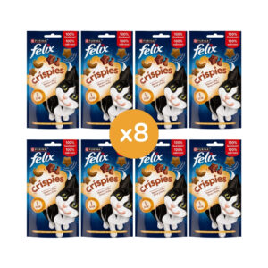 FELIX - Crispies (8x45 gr) - Snacks para Gatos (Buey y Pollo) (8 Bolsas de 45 gr)