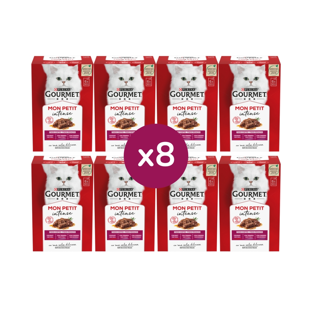 GOURMET - Mon Petit (48x50 gr) - Selección de Carnes (Buey, Ternera y Cordero) (8 Cajas de 6x50 gr)