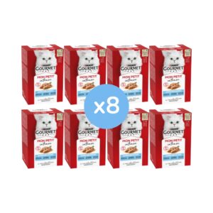 GOURMET - Mon Petit (48x50 gr) - Selección de Pescados (Bacalao, Sardina y Salmón) (8 Cajas de 6x50 gr)