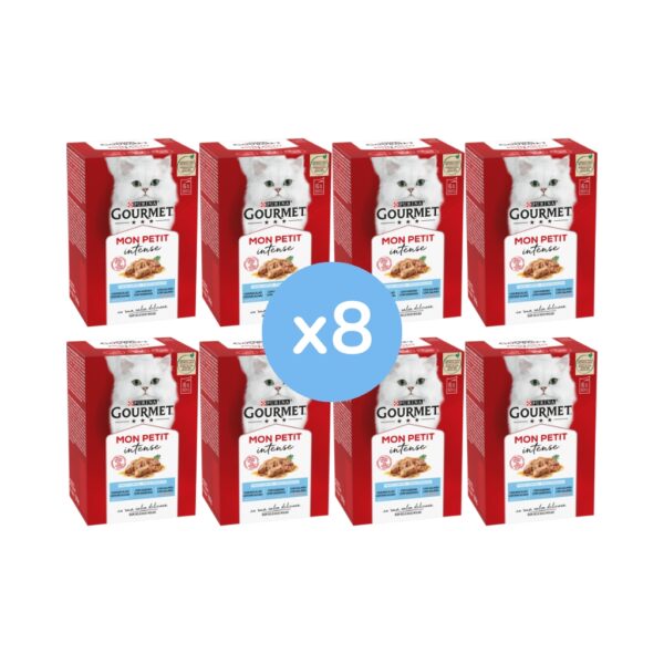 GOURMET - Mon Petit (48x50 gr) - Selección de Pescados (Bacalao, Sardina y Salmón) (8 Cajas de 6x50 gr)