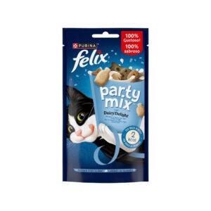 FELIX - Party Mix Delicias de Leche (60 gr) - Snacks para Gatos (Delicias de Leche, riquísimo Yogur y sabroso queso) (2 Formatos)