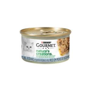 GOURMET - Nature's Creations (85 gr) - Comida Húmeda en Lata Ricos Mini Filetes (Pescado del Oceano con Guarnicion de Espinacas y Arroz)