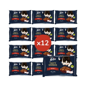 FELIX - Tasty Shreds (48x80 gr) - Comida Húmeda Selecciones Favoritas (Buey en Salsa y Pollo en Salsa) (12x4x80 gr)