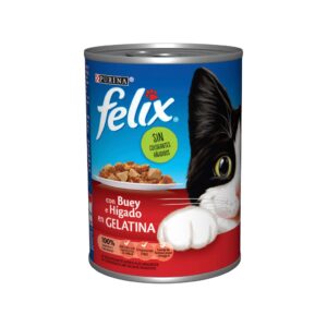 FELIX - Lata Gelatina Buey e Hígado (400 gr) - Alimento Completo en Comida húmeda para Gatos (2 Formatos)