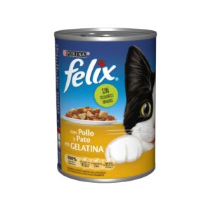 FELIX - Lata Gelatina Pollo y Pato (400 gr) - Alimento Completo en Comida húmeda para Gatos (2 Formatos)