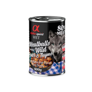 ALPHA SPIRIT - Albóndigas de Jabalí y Tomillo (400 gr) - Alimento Húmedo Completo Para Perros Adultos de Todas las Razas (A partir de 1 Año)