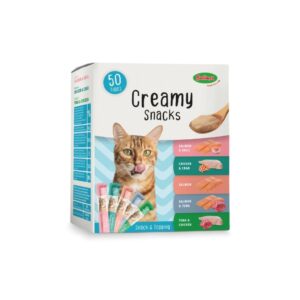 BUBIMEX - Creamy Snacks (50 Unidades) - Multipacks Snacks Cremosos para Gatos (Salmon y Krill, Pollo y Cangrejo, Salmon, Salmon y Atún, Atún y Pollo)