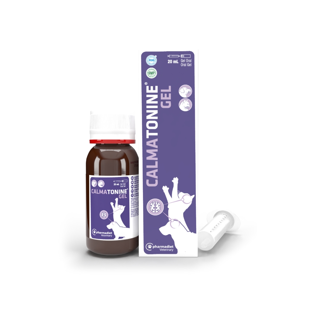 PHARMADIET Calmatonine Gel (20 ml) - Suplemento Natural para Perros y Gatos con GABA, L-Teanina, Valeriana y Pasiflora | Bienestar, Calma y Relajación