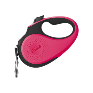 ICA Correa Extensible EXTENXI DUO Coral y Negra (XS, S, M) - Paseo Ergonómico con Sistema de Frenado D-Lock para Perros de hasta 25 kg