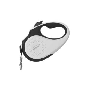 ICA Correa Extensible EXTENXI DUO Blanca y Negra (XS, S, M) - Paseo Ergonómico con Sistema de Frenado D-Lock para Perros de hasta 25 kg