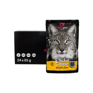 ALPHA SPIRIT Chicken Mousse (24×85 gr) - Alimento Húmedo Completo para Gatos con Pollo Natural sin Cereales ni Gluten para Todas las Edades (A partir de 12 Meses)