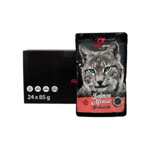 ALPHA SPIRIT Salmon Mousse Sterilised (24×85 g) - Alimento Húmedo Completo para Gatos Esterilizados con Salmón Natural sin Cereales ni Gluten para Todas las Edades (A partir de 12 Meses)