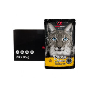ALPHA SPIRIT Chicken Mousse Sterilised (24×85 gr) - Alimento Húmedo Completo para Gatos Esterilizados con Pollo sin Cereales ni Gluten para Todas las Edades (A partir de 12 Meses)