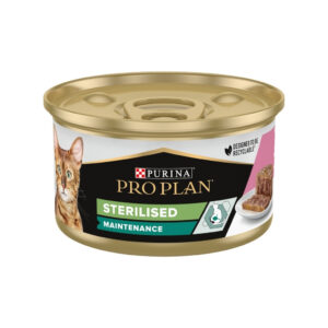 PRO PLAN Sterilised Maintenance Terrina con Atún y Salmón (85 g) - Alimento Húmedo Completo para Gatos Adultos Esterilizados (Lata)