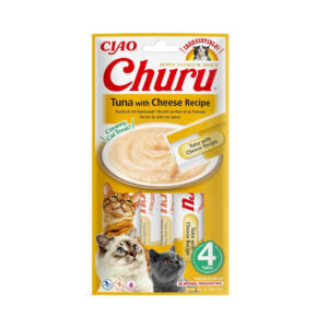 CHURU Receta de Atún con Queso (4x14 gr) - Snack Cremoso para Gatos Adultos