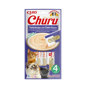 CHURU Receta de Atún con Almeja (4x14 gr) - Snack Cremoso para Gatos Adultos