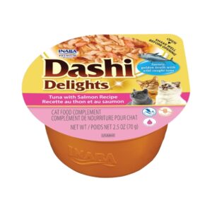 DASHI DELIGHTS Atún y Salmón (70 g) - Alimento Complementario Húmedo Natural para Gatos