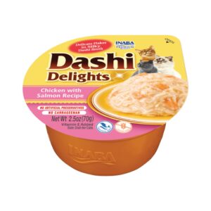 DASHI DELIGHTS Pollo con Salmón (70 g) - Alimento Complementario Húmedo Natural para Gatos