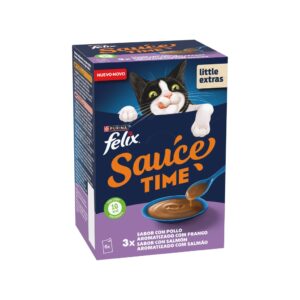 FELIX Soup Time Original Pollo y Salmón (6x40 gr) - Alimento Húmedo Complementario para Gatos Adultos