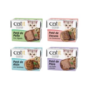 CATIT Cuisine Paté (95 gr) - Alimento Húmedo Completo Sin Cereales para Gatos con Carne y Pescado (Pollo con Hígado, Vacuno con Zanahorias, Atún con Sardinas, Pavo con Pollo y Jamón)