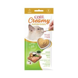 CATIT Creamy Superfoods (4x10 gr) - Snack Cremoso Hidratante con Superalimentos para Gatos