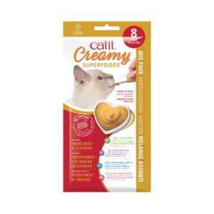 CATIT Creamy Superfoods Multipack (8x10 gr) - Snacks Cremosos Hidratante con Superalimentos para Gatos