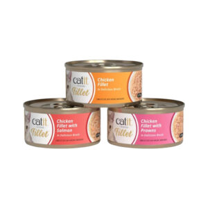 CATIT Cuisine Fillet (75 gr) - Alimento Húmedo Completo Sin Cereales para Gatos con Pollo Desmenuzado en Caldo (Pollo, Pollo con Gambas ó Pollo con Salmón)