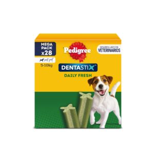 PEDIGREE Dentastix Daily Fresh (28 Unidades) - Snack Dental para Perros Pequeños (5-10 kg) (Extracto de Té Verde y Eucalipto)