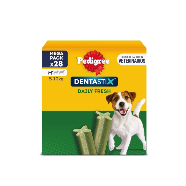 PEDIGREE Dentastix Daily Fresh (28 Unidades) - Snack Dental para Perros Pequeños (5-10 kg) (Extracto de Té Verde y Eucalipto)