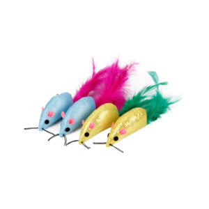 WUAPU 4 Ratones (6,5 cm) - Set de Juguetes Estimulantes para Caza y Juego para Gatos