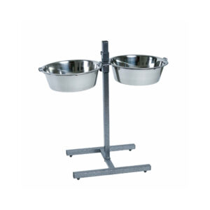 WUAPU Comedero Doble Regulable Inoxidable con Soporte Elevado y 2 Bowls de Acero para Perros