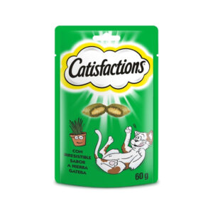 CATISFACTIONS Hierba Gatera (60 gr) - Snack Premios para Gatos Doble Textura