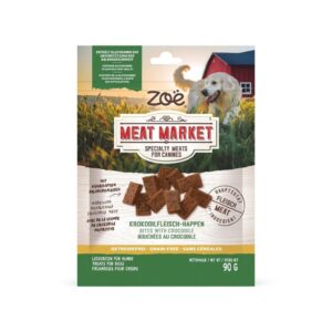 ZOË Meat Market Bites (90 gr) Cocodrilo - Snack Natural para Perros con Carne Exótica de Cocodrilo Sin Cereales y con Glucosamina