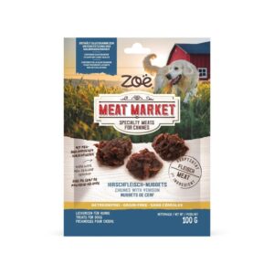 ZOË Meat Market Chunks (100 gr) - Snack Natural para Perros con Carne Exótica Sin Cereales y con Glucosamina (Ciervo o Avestruz)