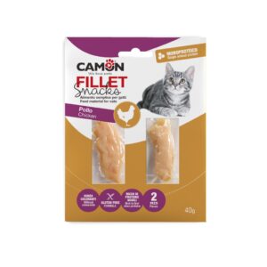 CAMON Fillet (40 gr) - Snack Natural Monoproteico sin Gluten para Gatos (Pollo, Atún o Pato)