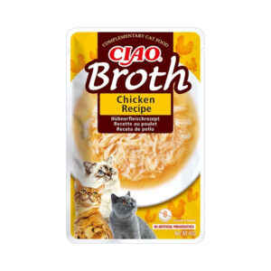 CIAO Broth (40 gr) - Caldo Complementario para Gatos Sin Cereales Sin Conservantes y Sin Colorantes (Pollo, Pollo y Atún, Pollo con Salmón, Pollo con Vieira)