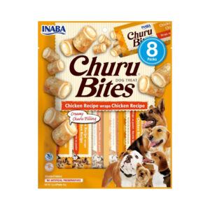 CHURU Bites Perros Receta de Pollo (8x12 gr) - Snack Cremoso Húmedo Complementario para Perros