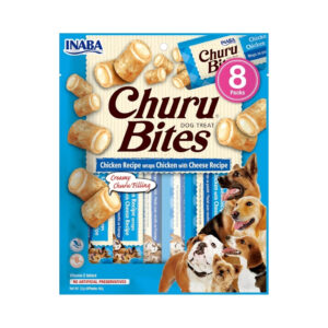 CHURU Bites Perros Receta de Pollo con Queso (8x12 gr) - Snack Cremoso Húmedo Complementario para Perros