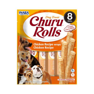 CHURU Rolls Perros Receta de Pollo (8x12 gr) - Snack Cremoso Húmedo Complementario para Perros