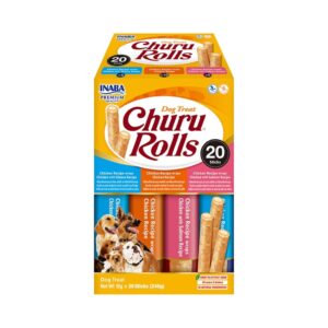 CHURU Rolls Perros Multipack Variedad de Pollo (20x12 gr) - Snack Cremoso Húmedo Complementario para Perros (Pollo, Pollo con Queso y Pollo con Salmón)
