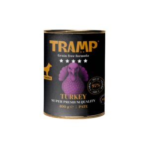 TRAMP Grain Free Pavo (400 gr) - Alimento Húmedo Completo en Paté para Perros Monoproteico sin Cereales