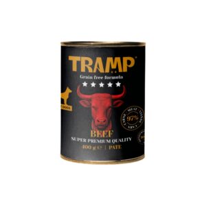 TRAMP Grain Free Buey (400 gr) - Alimento Húmedo Completo en Paté para Perros Monoproteico sin Cereales