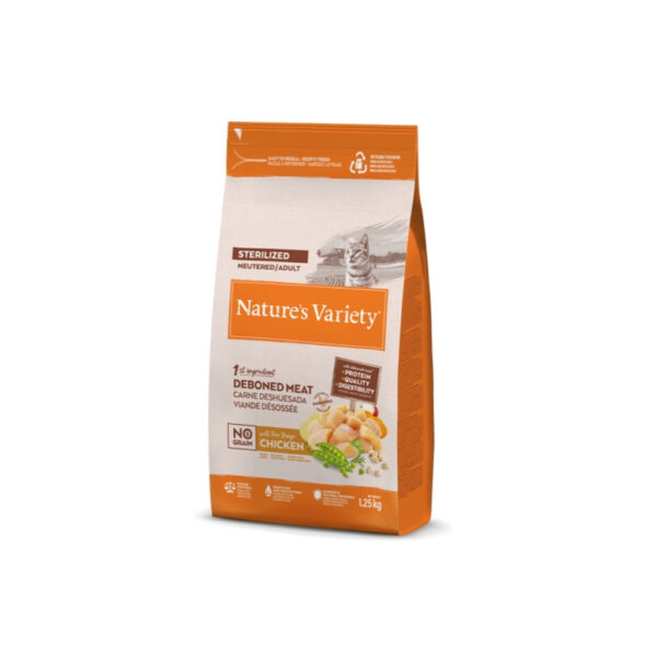 NATURE´S VARIETY No Grain Sterilized (Pollo Campero) - Pienso Seco para Gatos Adultos Esterilizados Sin Cereales