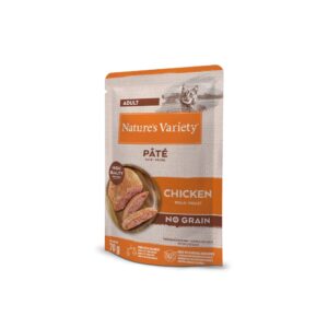 NATURE´S VARIETY No Grain Paté (70 gr) - Comida Húmeda para Gatos Adultos Sin Cereales Cocinada al Vapor (Pollo, Pollo con Ganso, Buey y Pollo ó Pavo)