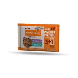 NATURE´S VARIETY Bites in Gravy (Pavo y Atún) Pack (4x85 gr) - Comida Húmeda para Gatos Adultos Cocinada al Vapor