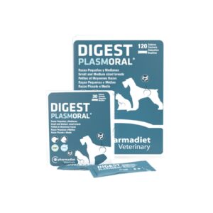 PHARMADIET Plasmoral Digest Razas Pequeñas y Medianas (hasta 20 kg) - Suplemento Intestinal para Perros y Gatos con Proteínas de Plasma, FOS, MOS y Probióticos | Diarrea y Flora Intestinal
